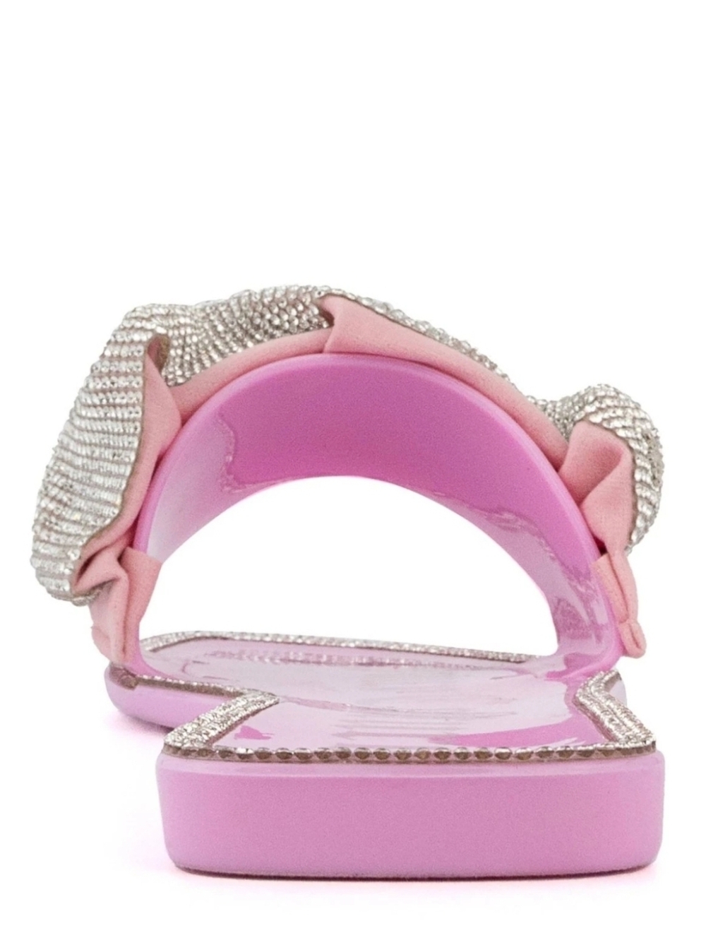 NWT JUICY COUTURE Pink Mixed Media Holly Pink Jeweled Bow Slide Sandal - Picture 3 of 9